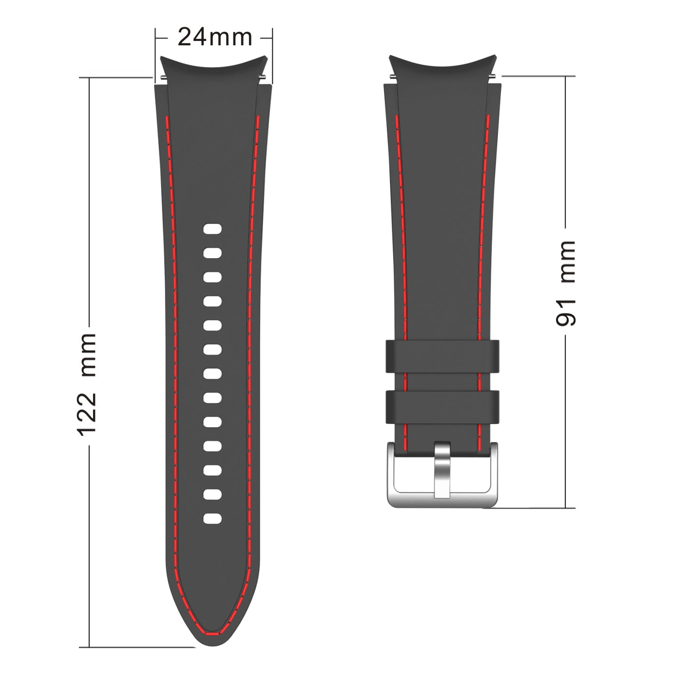 SYSTEM-S Armband flexibel aus Silikon 20mm für Samsung Galaxy Watch 4 Smartwatch Schwarz