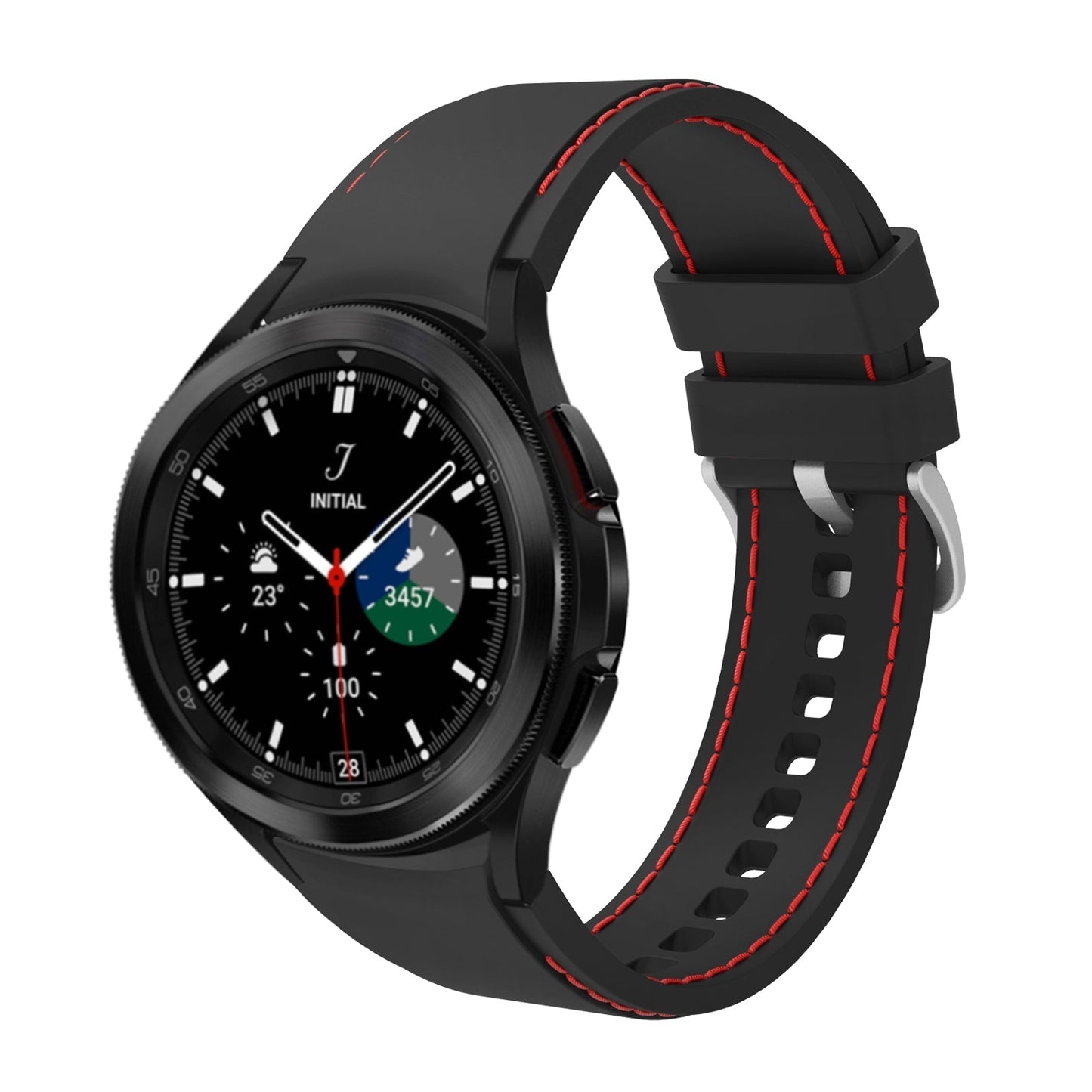 SYSTEM-S Armband flexibel aus Silikon 20mm für Samsung Galaxy Watch 4 Smartwatch Schwarz