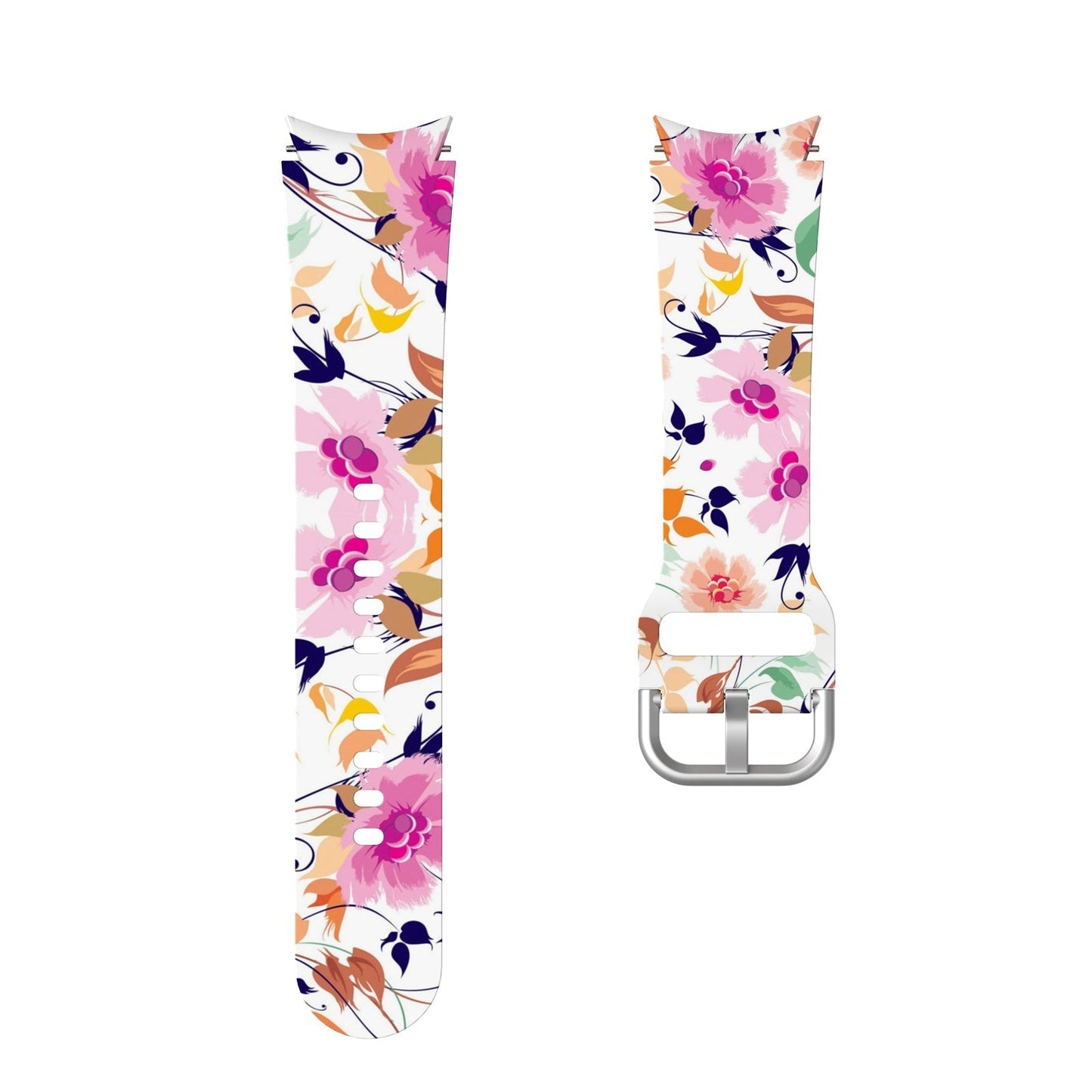 SYSTEM-S Armband flexibel aus Silikon 20mm für Samsung Galaxy Watch 4 mit Blumen Muster