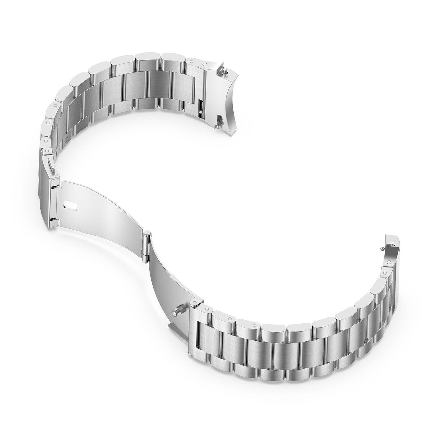 SYSTEM-S Armband 22 mm aus rostfreiem Stahl mit Kippfaltschließe für Smartwatch in Grau