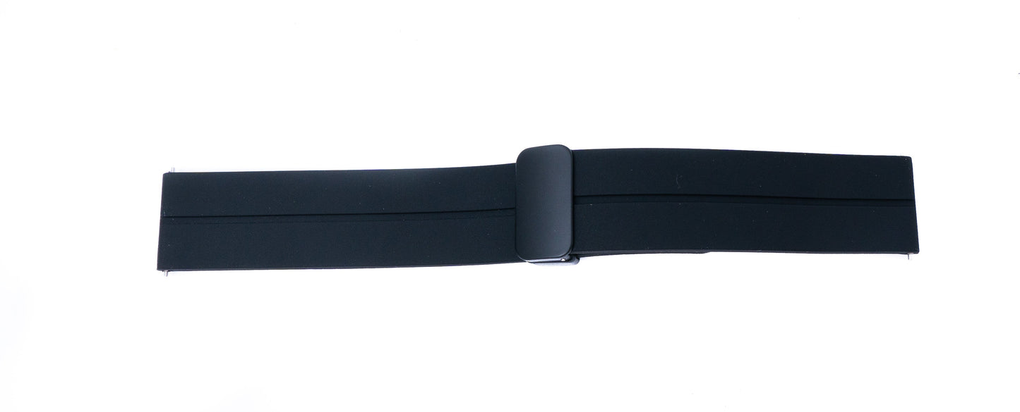 SYSTEM-S Armband 20 mm aus Silikon mit Kippfaltschließe für Smartwatch in Schwarz