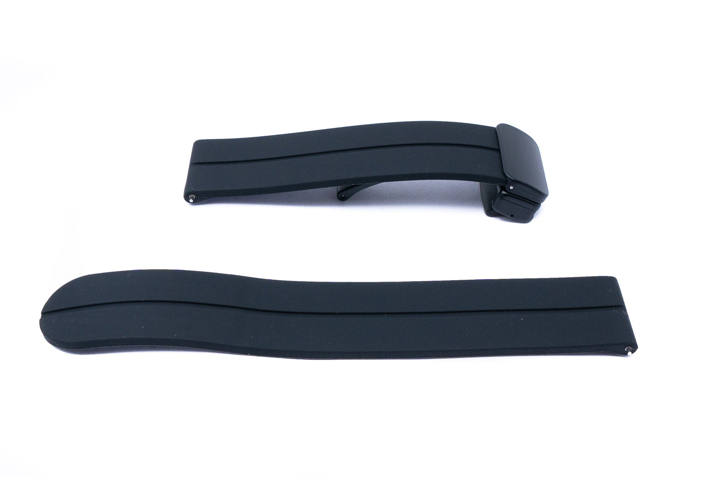 SYSTEM-S Armband 20 mm aus Silikon mit Kippfaltschließe für Smartwatch in Schwarz