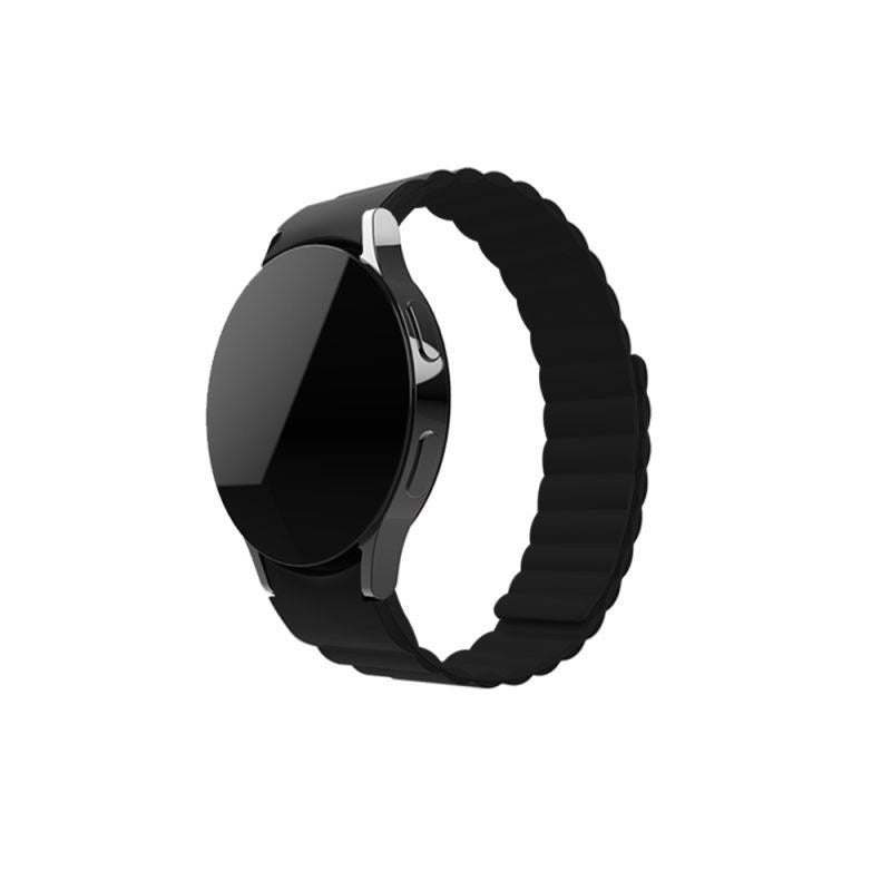 SYSTEM-S Armband 20 mm aus Silikon magnetisch für Samsung Galaxy Watch 5 4 in Schwarz