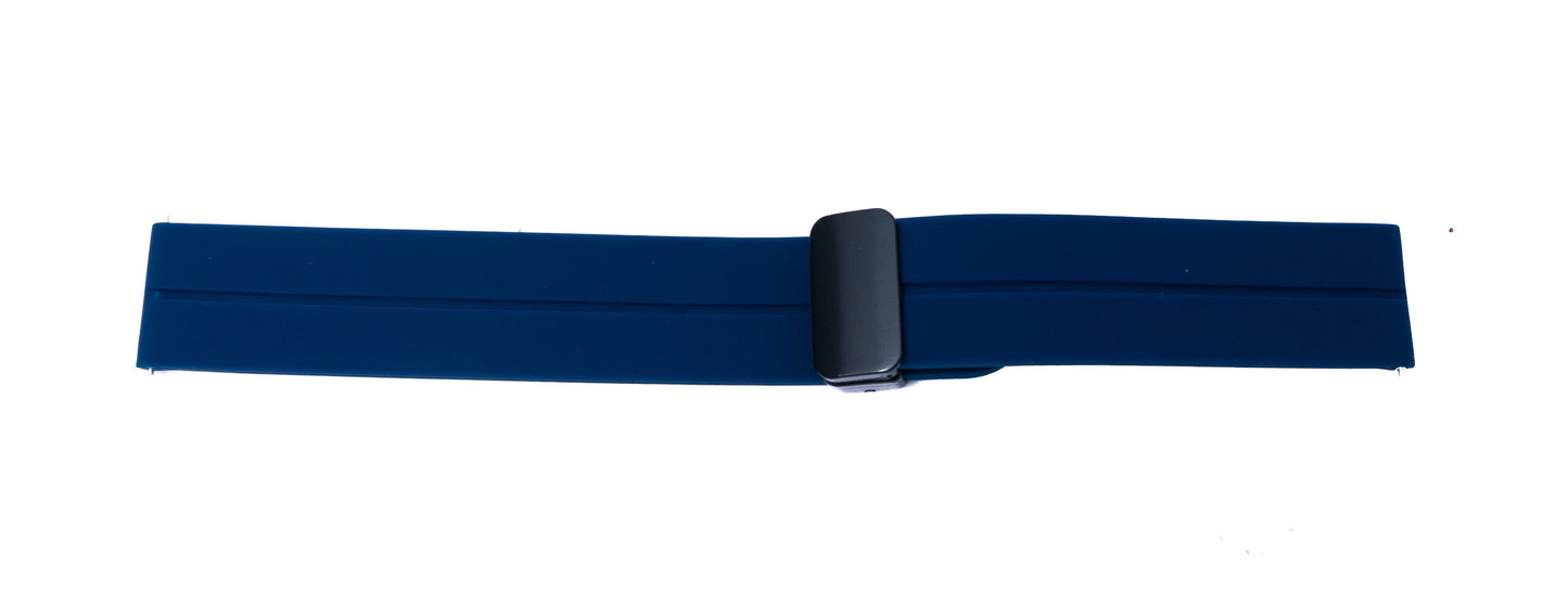 SYSTEM-S Armband 20 mm aus Silikon mit Kippfaltschließe für Smartwatch in Dunkelblau