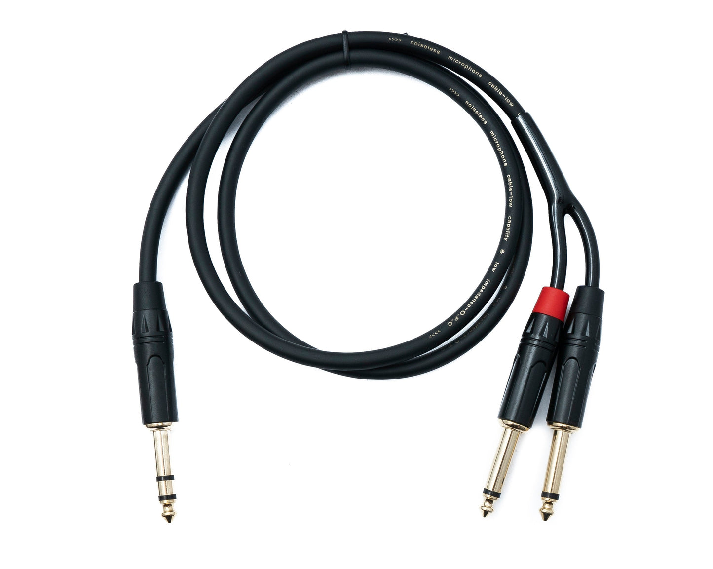 SYSTEM-S Audio Y Klinke Kabel 100 cm 1x 6,35 mm 2 polig Stecker zu 2x Stecker AUX