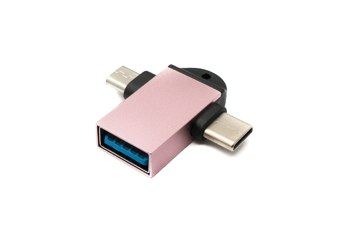 SYSTEM-S USB Y Adapter 3.1 Typ C & 2.0 Micro B Stecker zu 3.0 A Buchse Schlaufe in Pink