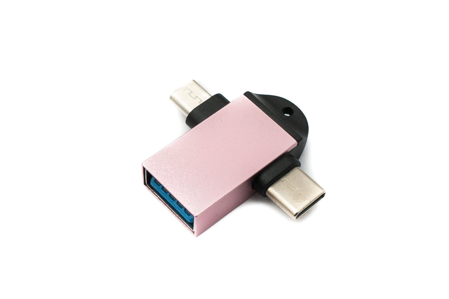 SYSTEM-S USB Y Adapter 3.1 Typ C & 2.0 Micro B Stecker zu 3.0 A Buchse Schlaufe in Pink