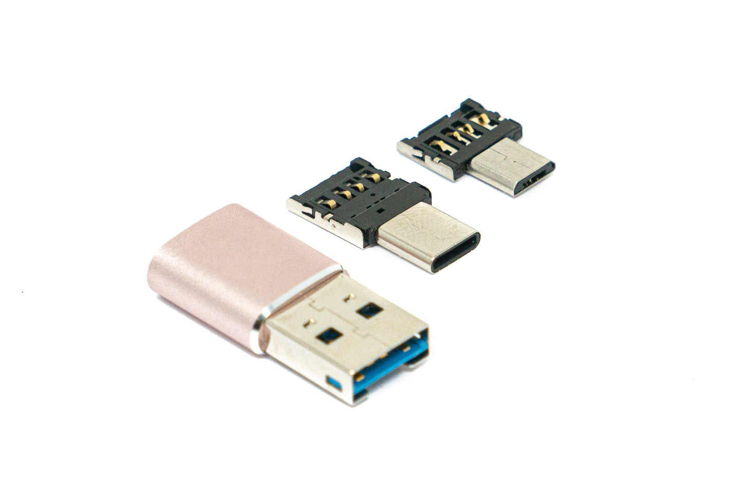 System-S 3 in 1 MicroSD Adapter Kartenleser Card Reader USB A 3.0 aus Micro USB und USB Typ C