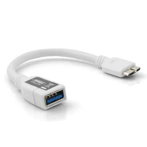 System-S Micro USB 3.0 OTG Host Adapter Kabel (USB A Host zu Micro-B Stecker) in Weiß 10 cm - DREIKS