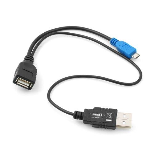 System-S Micro USB OTG Host Kabel mit Extra USB Stecker Kabel zum gleichzeitigen Laden und Betreiben von Flash Drive Speichermedien für Smartphone Tablet PC und anderen OTG Geräten