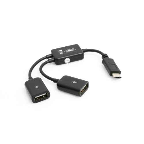System-S Y- Kabel USB 3.1 Type C male zu 2 x USB Type A female Y-Splitter Hub Adapter Kabel schwarz - DREIKS