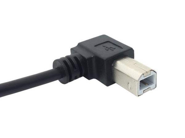 SYSTEM-S USB A (male) zu USB Typ B (male) Kabel 90° gewinkelt 22 cm