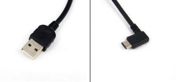 USB 3.1 Type C 90° right angled plug to USB 2.0 A cable 140 cm in black