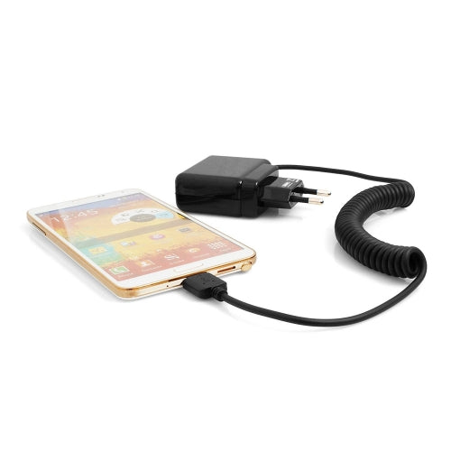 System-S 2 Ampere Micro USB 3.0 Ladegerät Netzteil Spiral Ladekabel Reiseladegerät 1,5 m