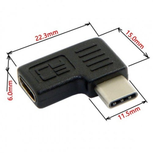 SYSTEM-S 90 Degree Right and Left Angled USB 3.1 Type C Male to USB 3.1 Type C Female Adapter Angle Adapter Plug
