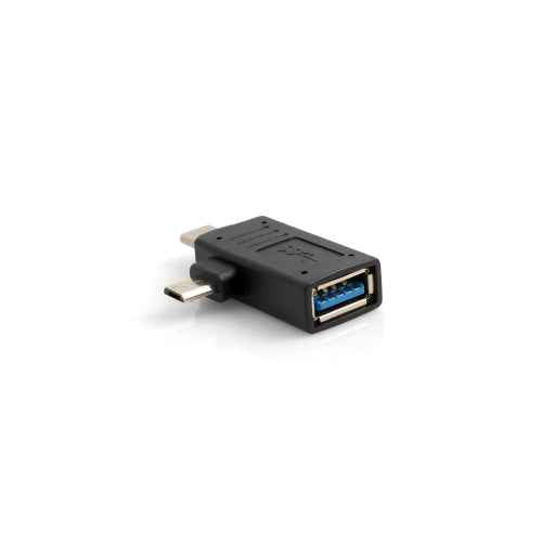 SYSTEM-S USB Typ A 3.0. Buchse auf Micro USB Stecker und USB Typ C 3.1 90° OTG Host Cable Flash Drive Verbindung für Smartphone Tablet PC - DREIKS