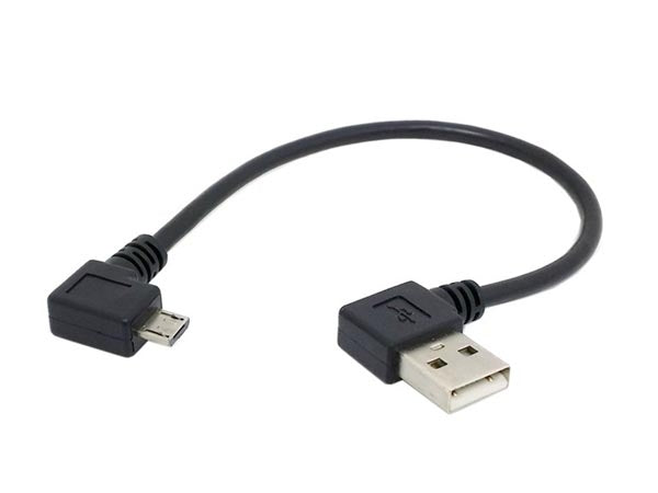 SYSTEM-S Micro USB Kabel 25 cm 90° grad rechts Winkelstecker zu USB 2.0 Typ A
