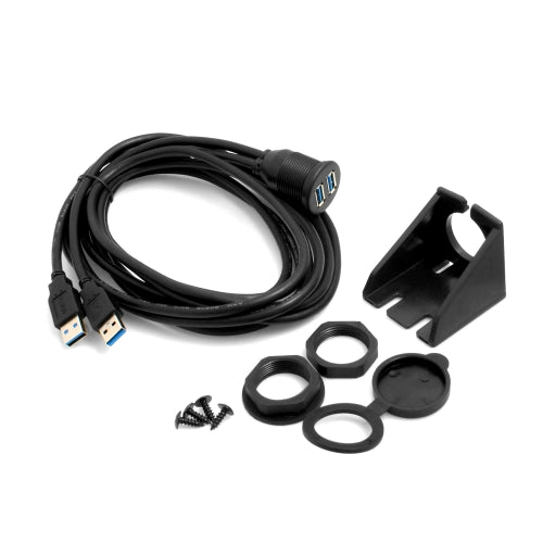 SYSTEM-S 2m Doppel USB A 3.0. Kabel Verlängerungskabel Einbaubuchse für Unterputz Armaturenbrett