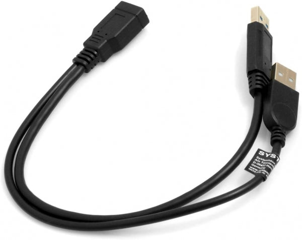SYSTEM-S USB 3.1 cable 25 cm Type C male to 2.0 Mini B female Left Right Angled adapter in black