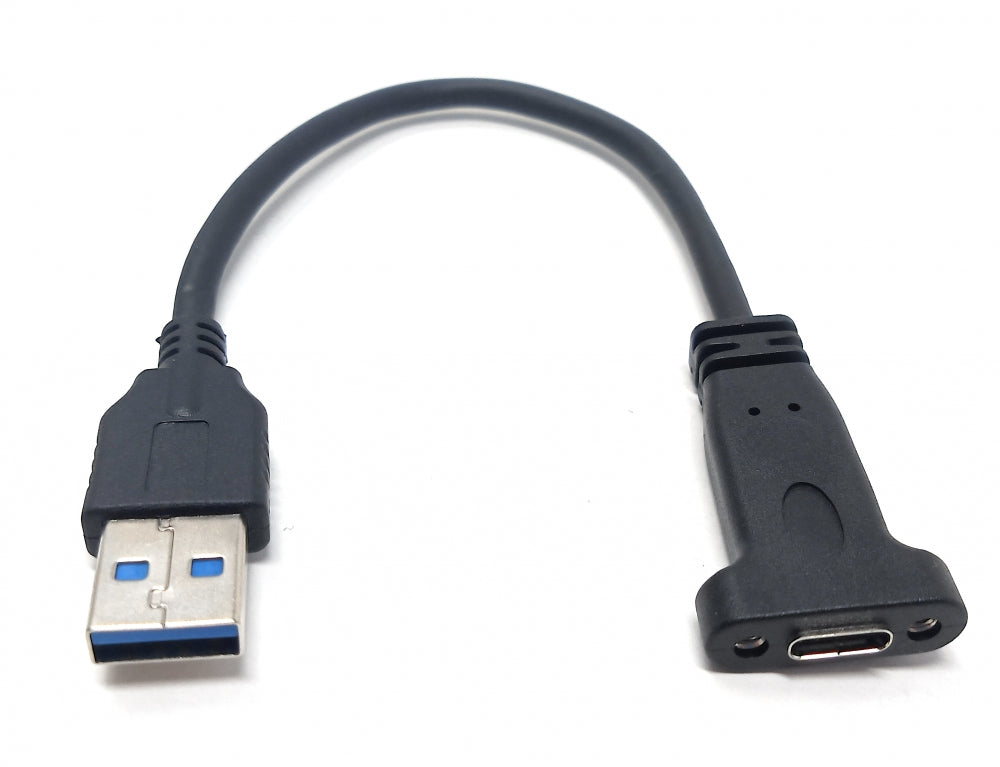 System-S USB Type A 3.0 male to USB Type C female for panel mount cable 21cm