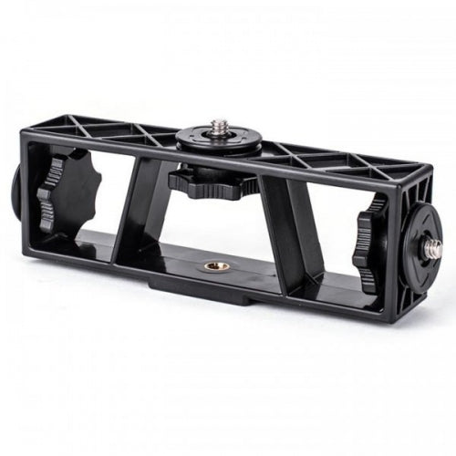 SYSTEM-S Triple mount with attachments in black for camera microphone smartphone