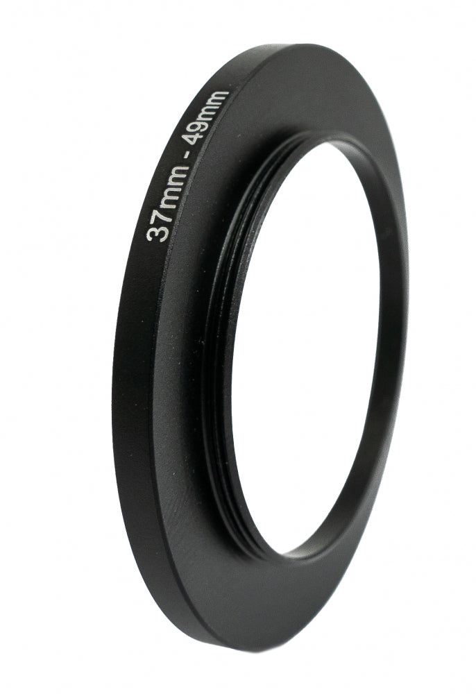SYSTEM-S Objektiv Adapter 37 mm Gewinde zu 49 mm Step Up Ring in Schwarz für Filter
