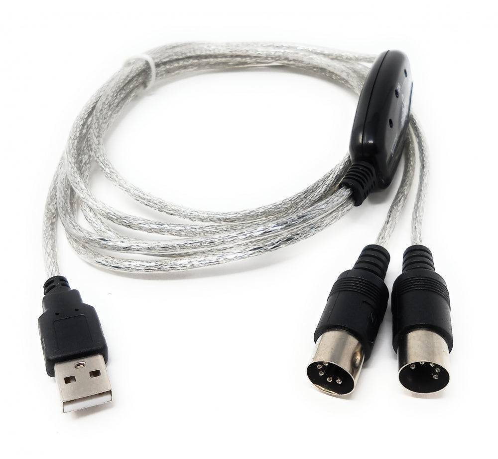 SYSTEM-S MIDI Interface SMA In und Out zu USB 2.0 Audio Kabel in Grau