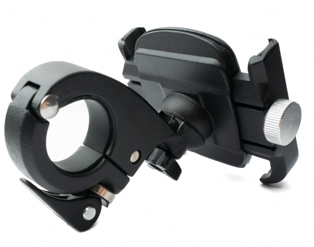 Bicycle mount attachment made of metal in black for smartphones up to 8.3 cm