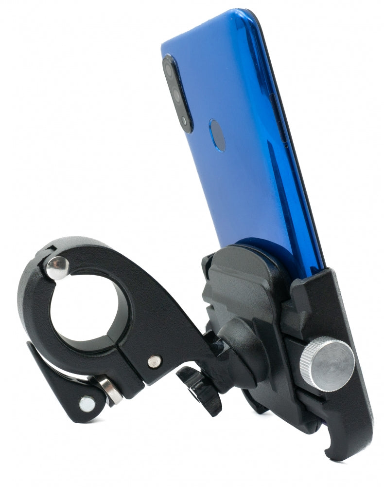Bicycle mount attachment made of metal in black for smartphones up to 8.3 cm