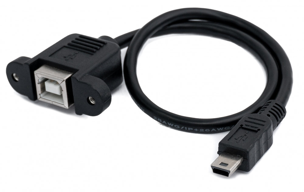 SYSTEM-S USB 2.0 cable 30 cm Type B female to mini male with screw in black