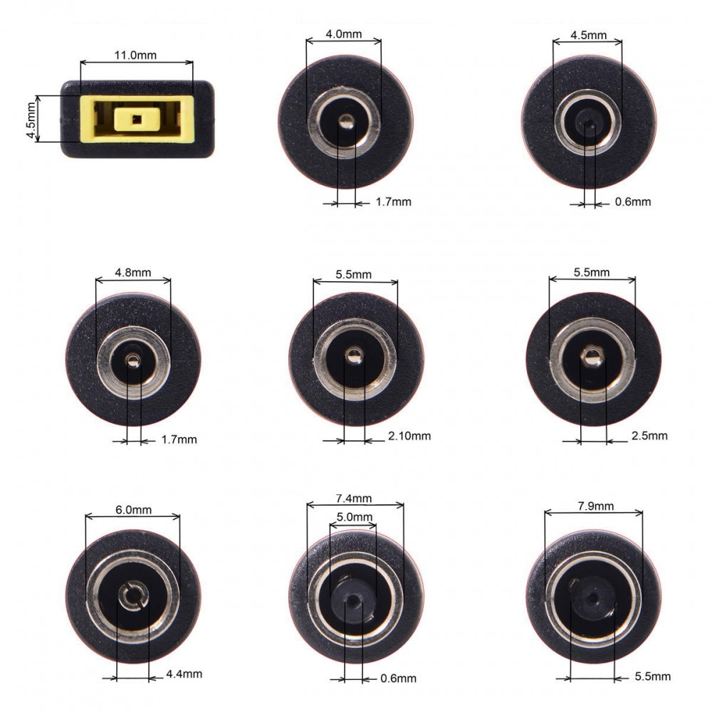 USB 3.1 Adapter Typ C Stecker zu DC 20 V 5,5 x 2,5 mm Stecker Kabel in Schwarz