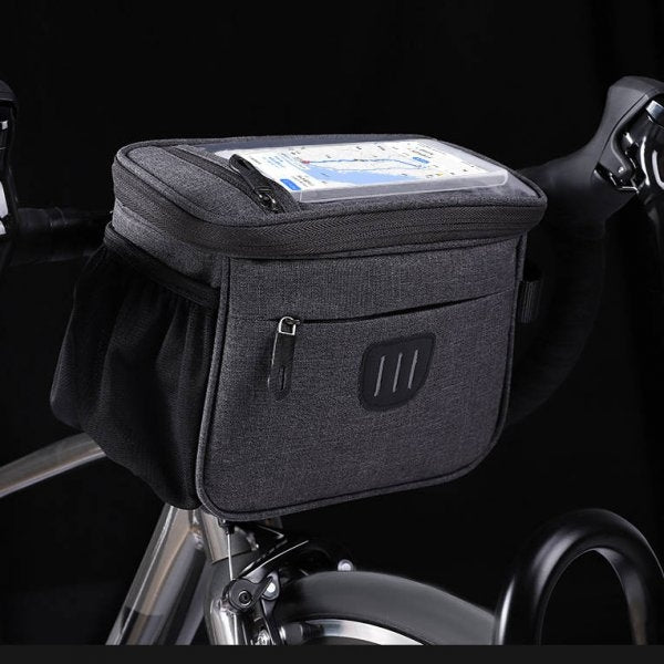 SYSTEM-S bicycle bag handlebar attachment waterproof with bottle holder in black