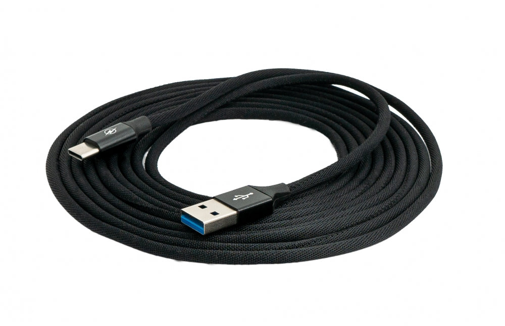 SYSTEM-S USB 3.1 Kabel 3 m Typ C Stecker zu 3.0 Typ A Stecker geflochten Schwarz