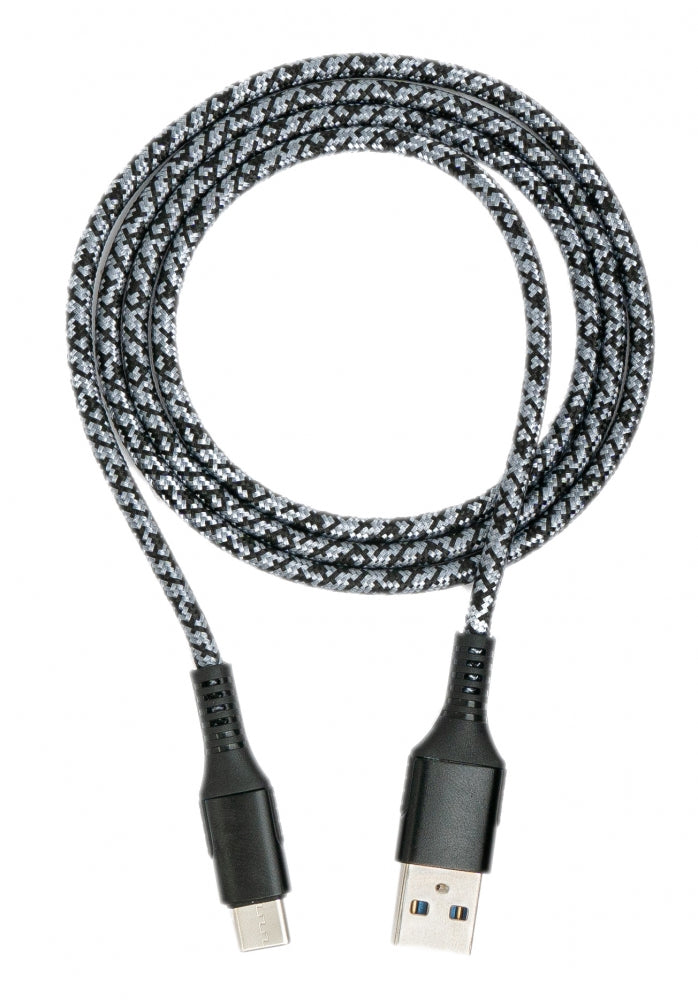 SYSTEM-S USB 3.1 Kabel 1 m Typ C Stecker zu 3.0 Typ A Stecker geflochten Schwarz
