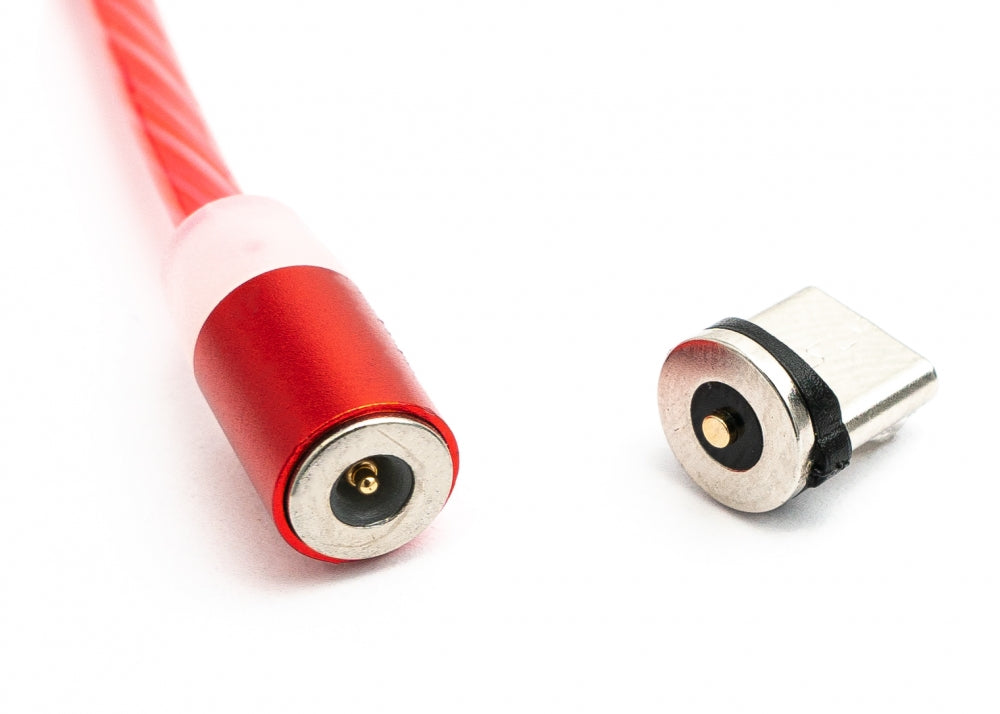 SYSTEM-S USB 3.1 leuchtendes Kabel 1m Typ C Stecker zu 2.0 Typ A Stecker austauschbar Rot