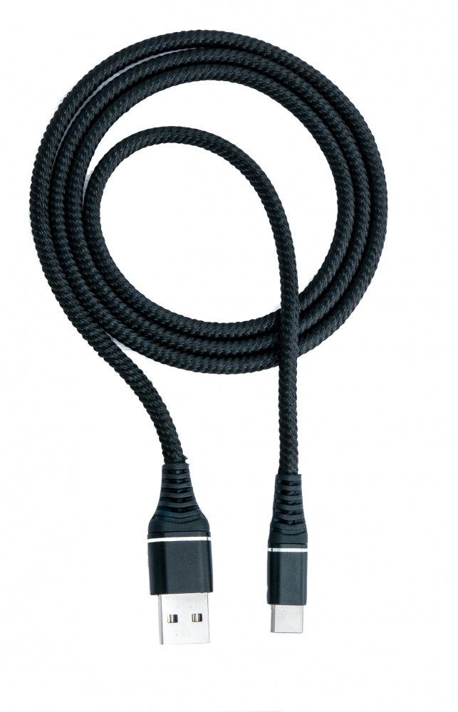 SYSTEM-S USB 3.1 Kabel 1 m Typ C Stecker zu 3.0 Typ A Stecker geflochten Schwarz