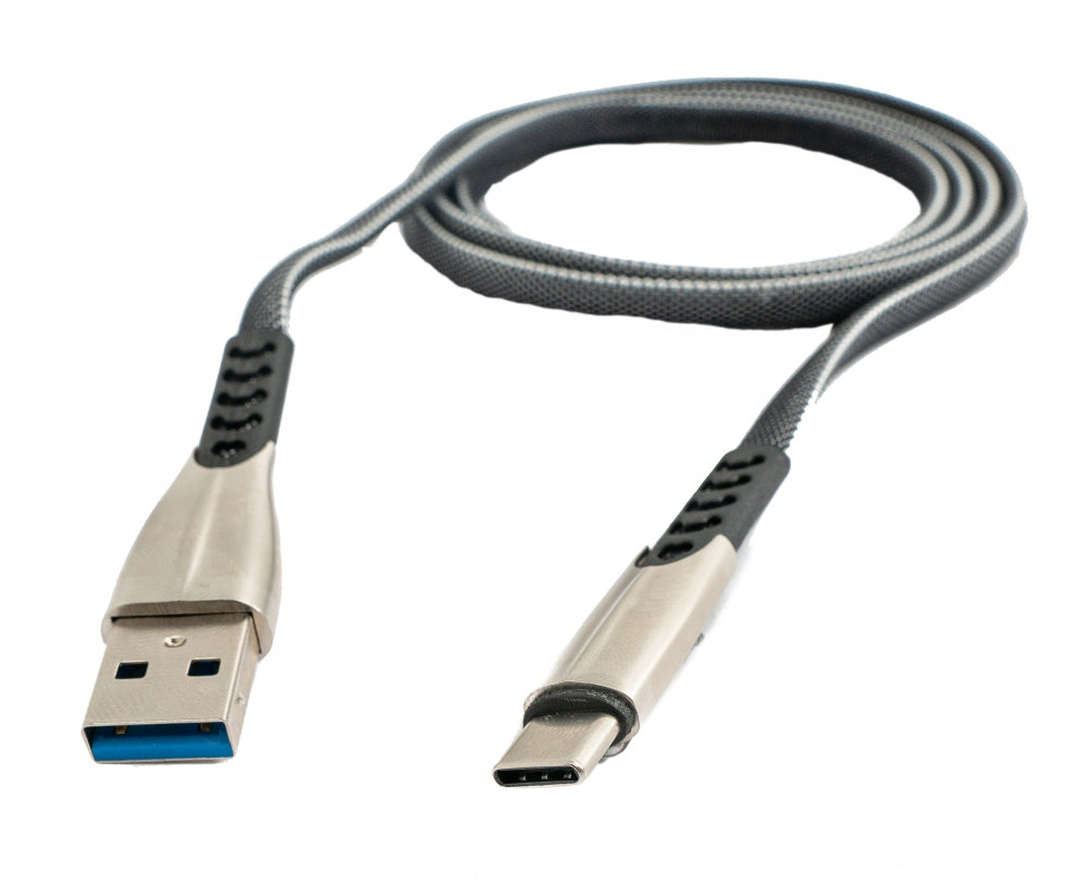 SYSTEM-S USB 3.1 Kabel 1m Typ C Stecker zu 3.0 Typ A Stecker Legierung geflochten Schwarz