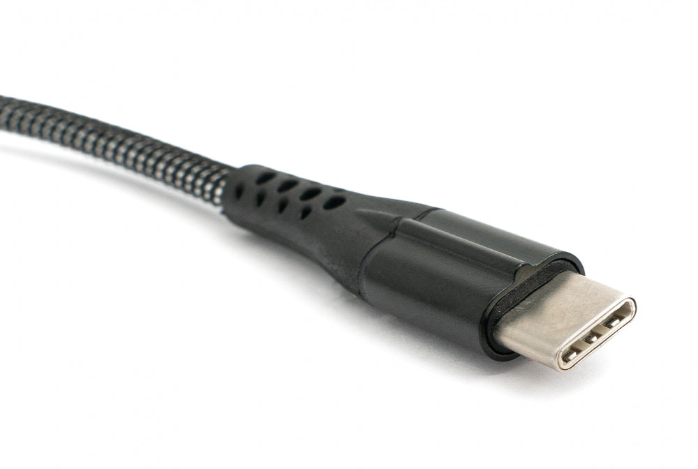 SYSTEM-S USB 3.1 Kabel 1 m Typ C Stecker zu 3.0 Typ A Stecker geflochten Schwarz