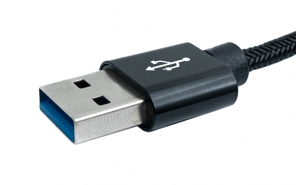 SYSTEM-S USB 3.1 Kabel 3 m Typ C Stecker zu 3.0 Typ A Stecker Kabel geflochten Schwarz