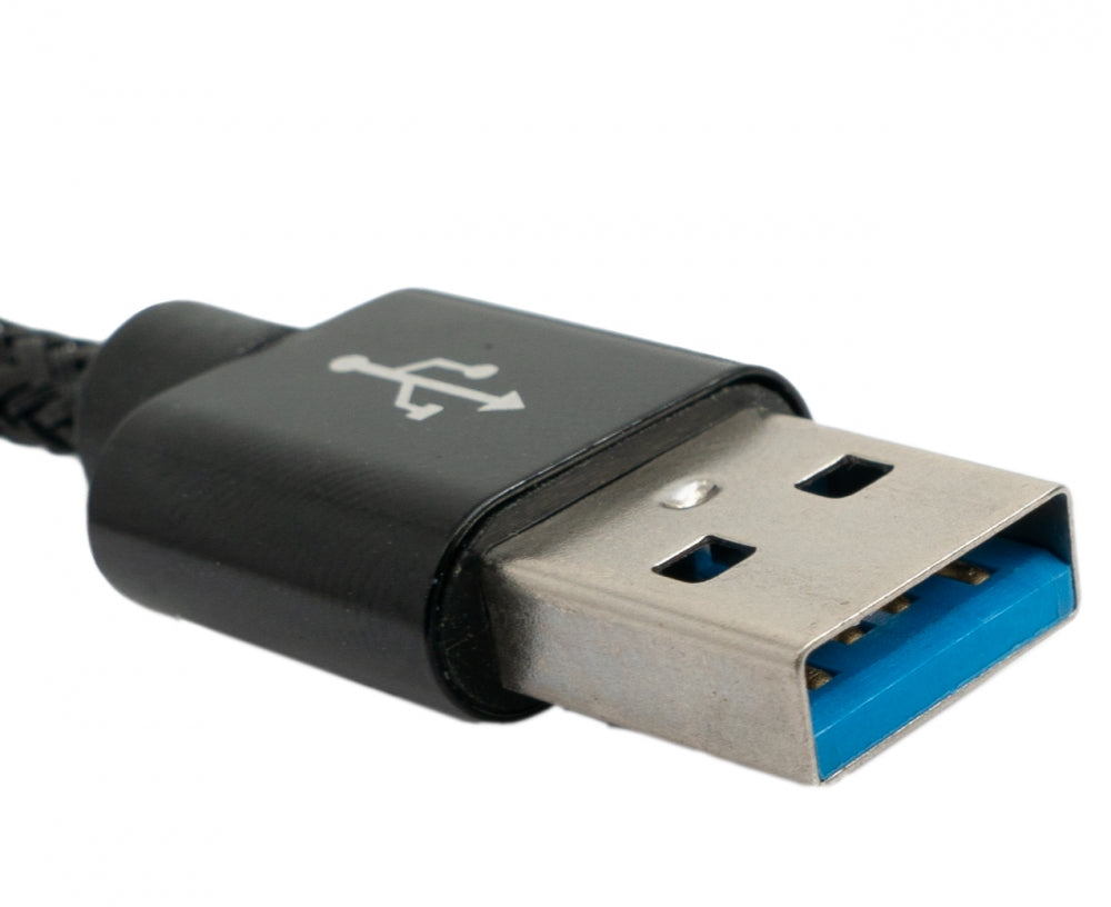 SYSTEM-S USB 3.1 Kabel 1 m Typ C Stecker zu 3.0 Typ A Stecker geflochten Schwarz