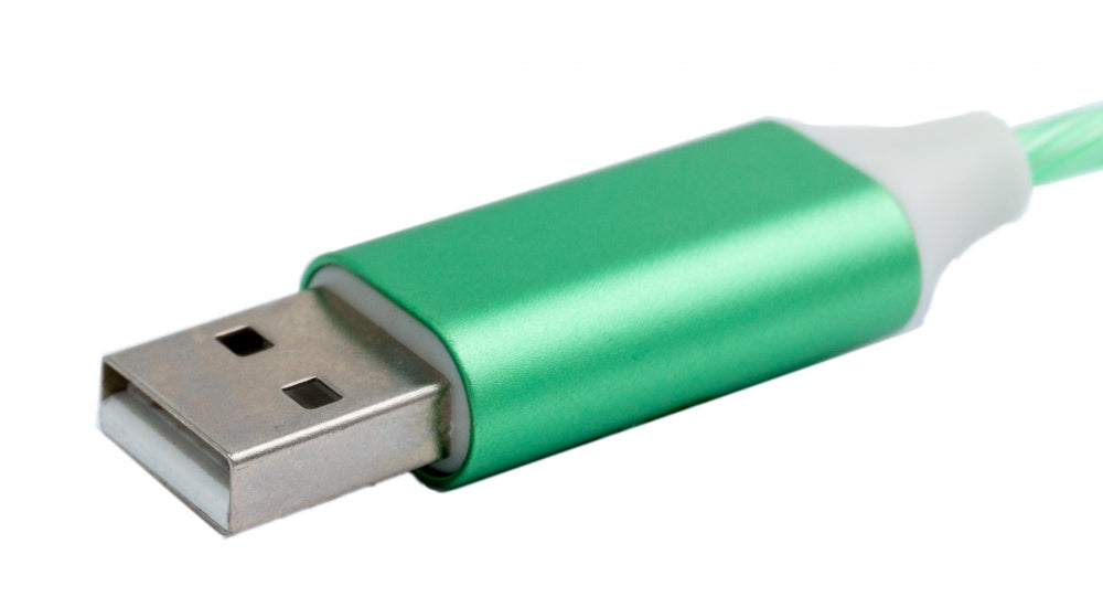 SYSTEM-S USB 3.1 leuchtendes Kabel 1 m Typ C Stecker zu 2.0 A Stecker in Grün