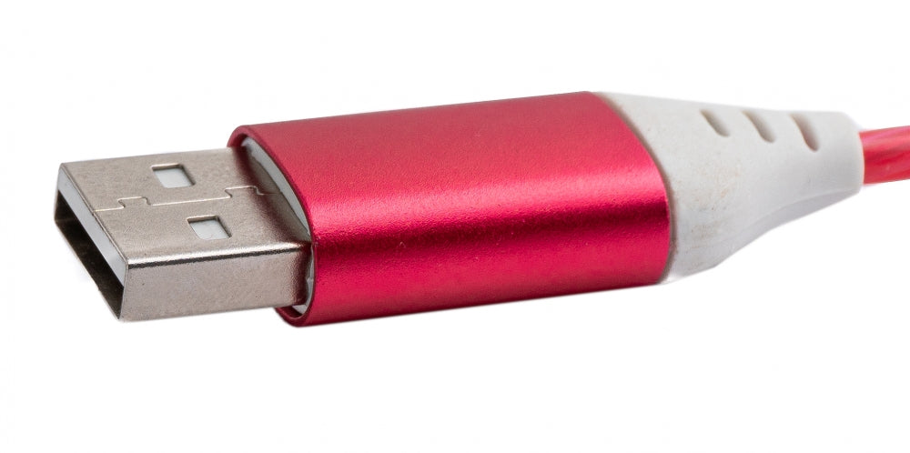 SYSTEM-S USB 3.1 leuchtendes Kabel 1 m Typ C Stecker zu 2.0 A Stecker in Rot