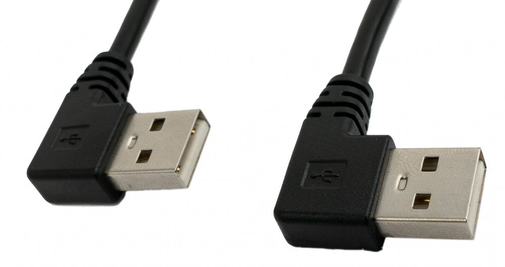 SYSTEM-S USB 2.0 cable 30 cm Type A male to male angled in black