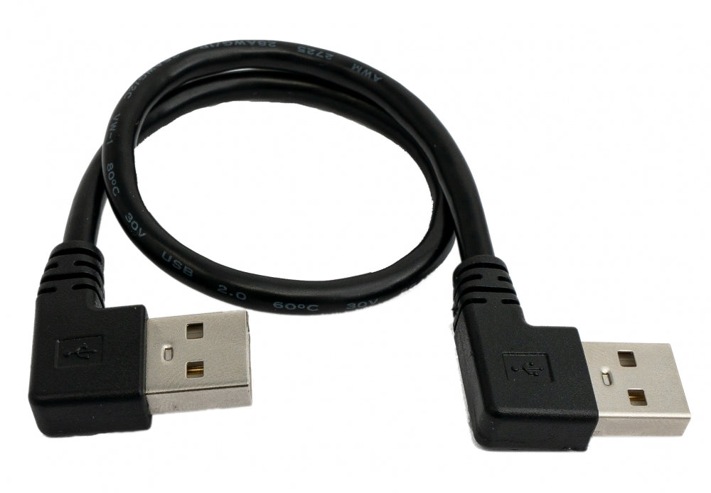 SYSTEM-S USB 2.0 Kabel 30 cm Typ A Stecker zu Stecker Winkel in Schwarz