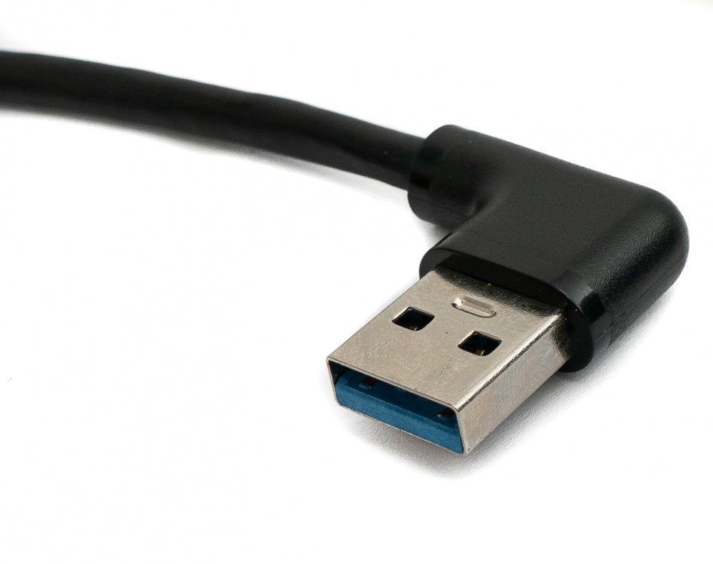 SYSTEM-S USB 3.0 Kabel 30 cm Typ A Buchse zu Stecker Schraube Winkel Schwarz