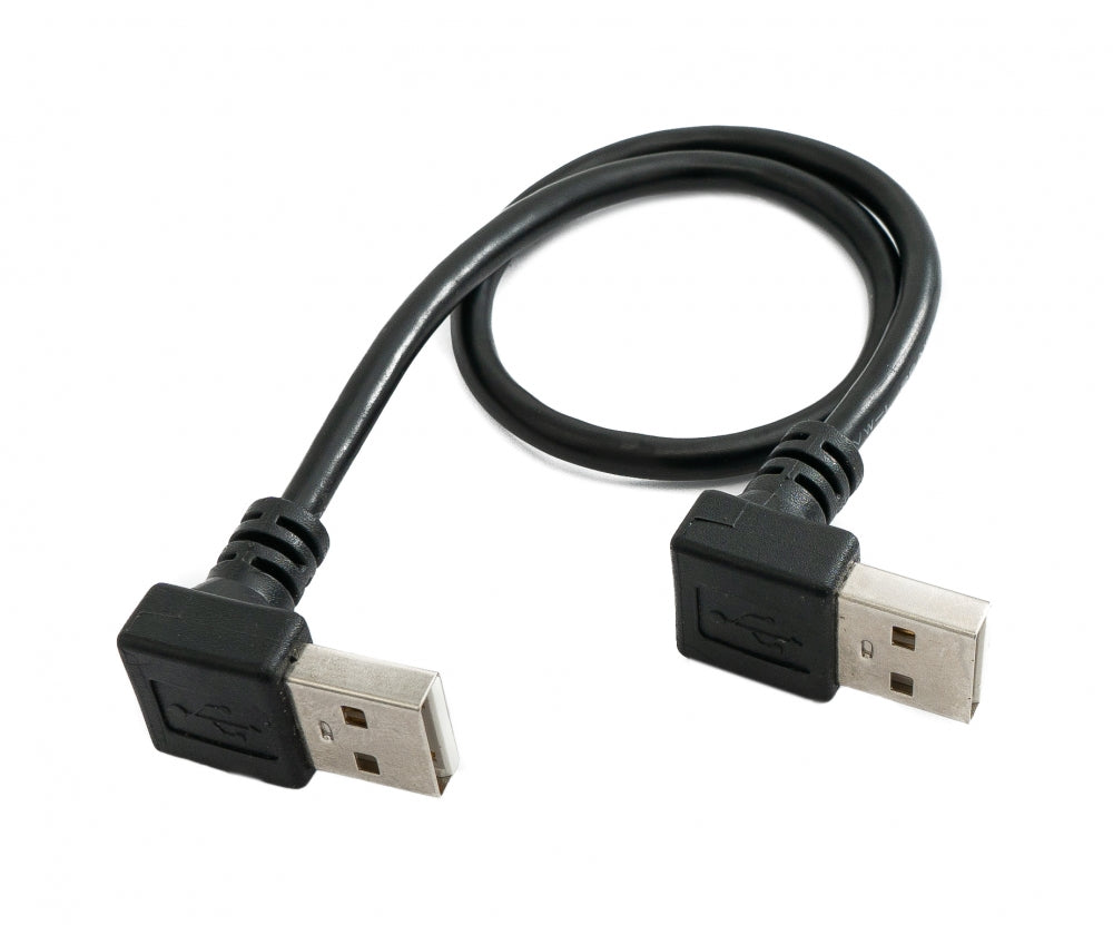 SYSTEM-S USB 2.0 cable 30 cm Type A male to male angled in black