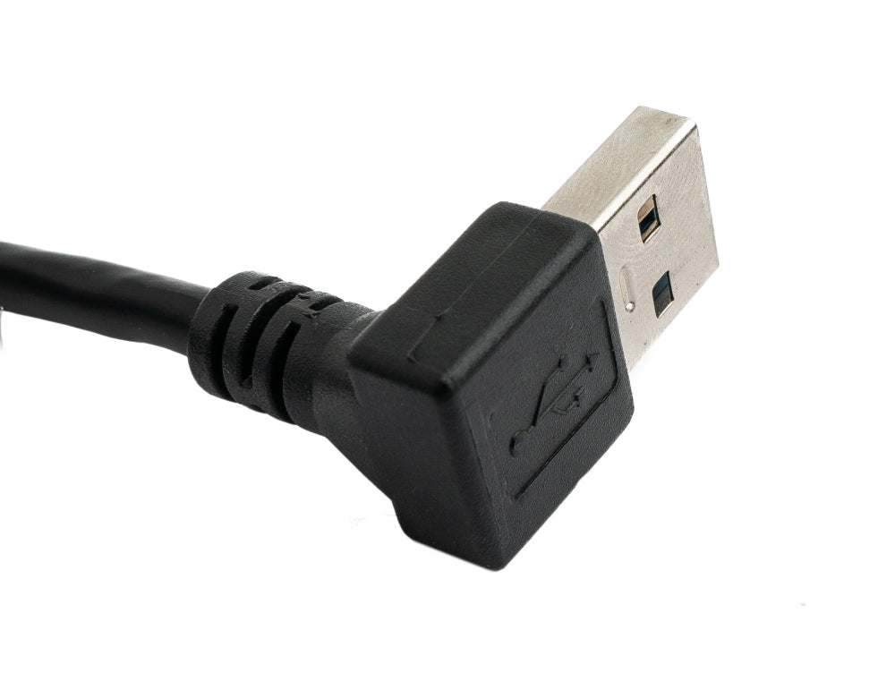 SYSTEM-S USB 3.0 Kabel 30 cm Typ A Buchse zu Stecker Schraube Winkel Schwarz