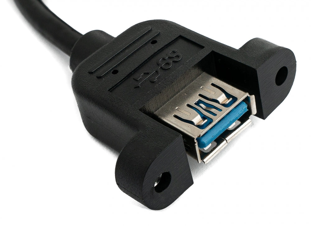 SYSTEM-S USB 3.0 Kabel 30 cm Typ A Buchse zu Stecker Schraube Winkel Schwarz