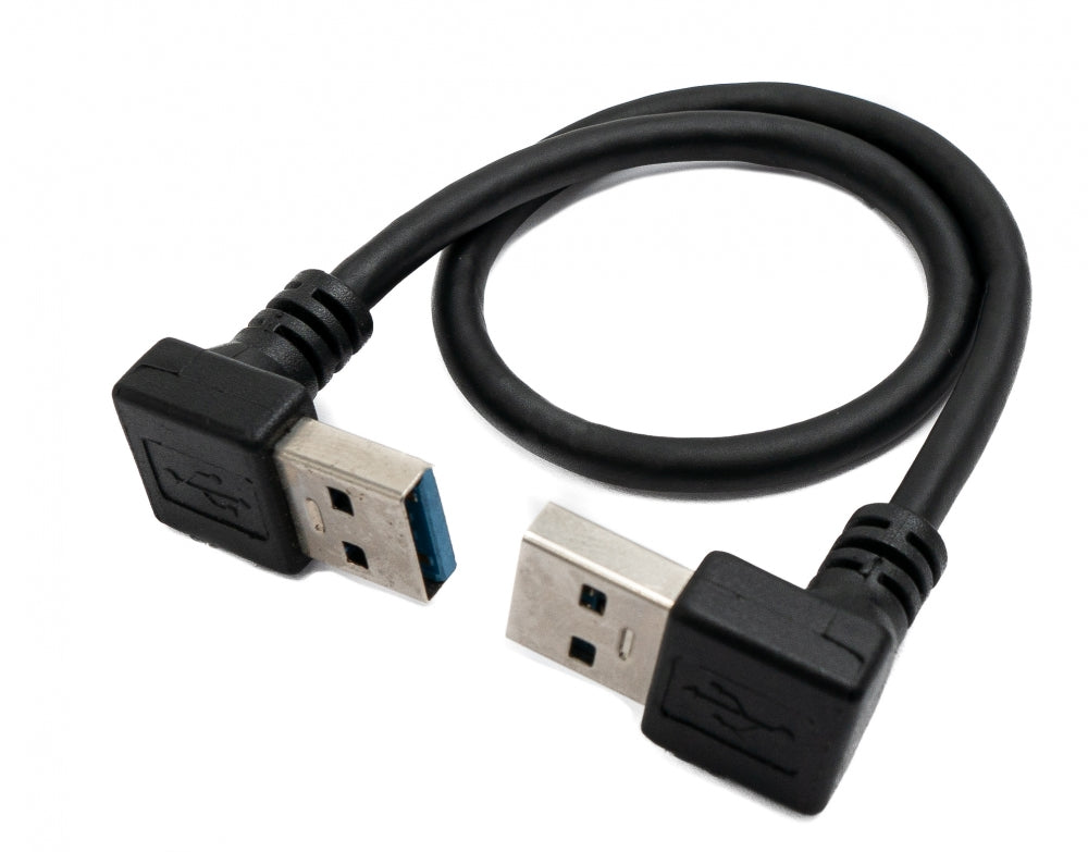 USB 3.0 cable 30 cm type A male to male angled in black