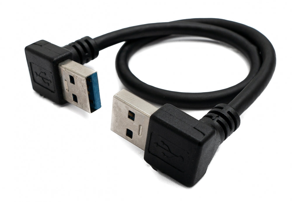 USB 3.0 cable 30 cm type A male to male angled in black